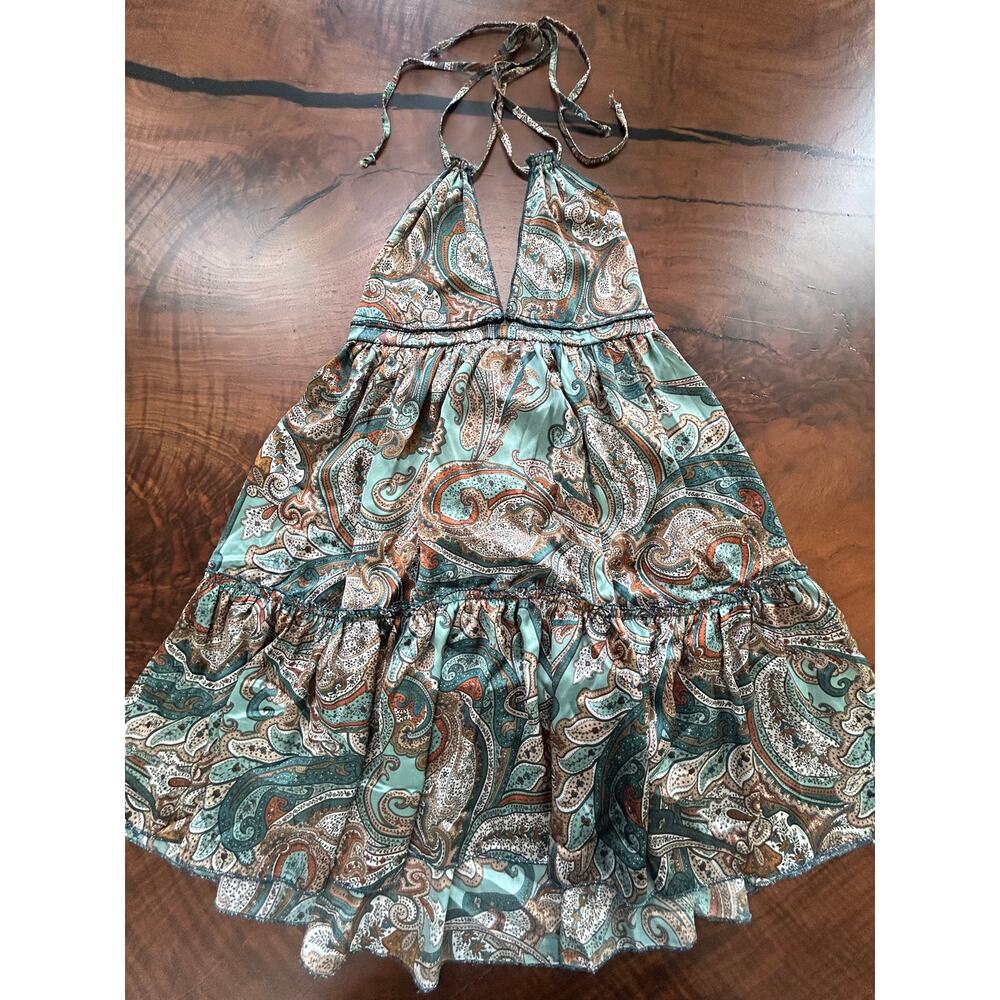 Subdued Made in Italy Paisley Halter Mini Dress - Y2K Style Size 2 - Picture 2 of 6